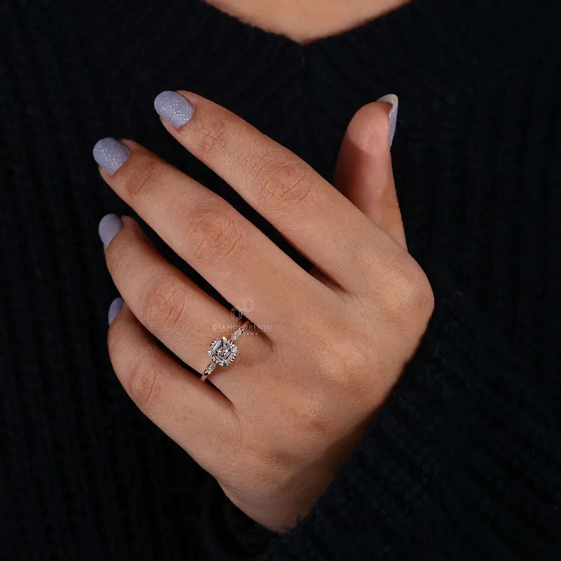 Asscher Cut Lab Grown Diamond Vintage Engagement Ring view 2