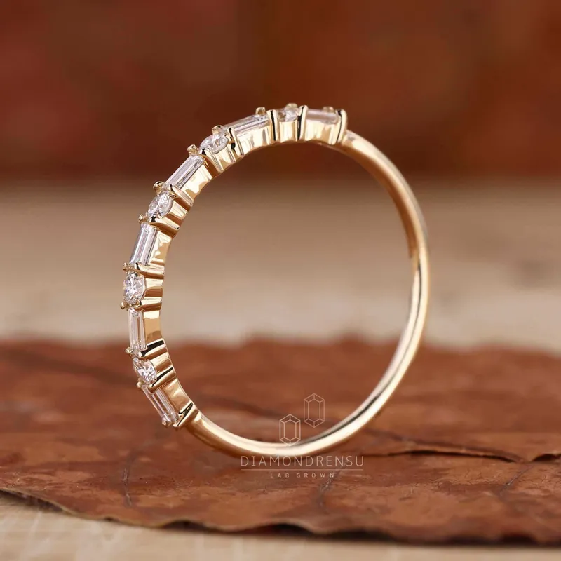 Baguette and Round Lab Grown Diamond Alternating Eternity Wedding Band vy 5