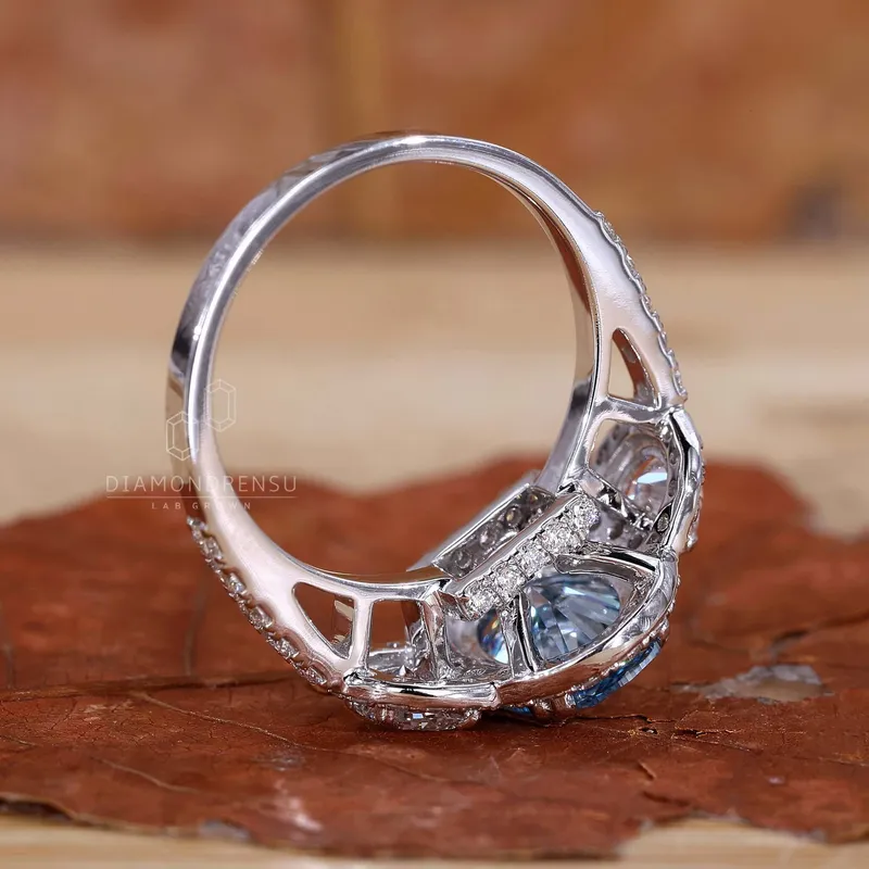 Blue Diamond Oval Engagement Ring vy 2