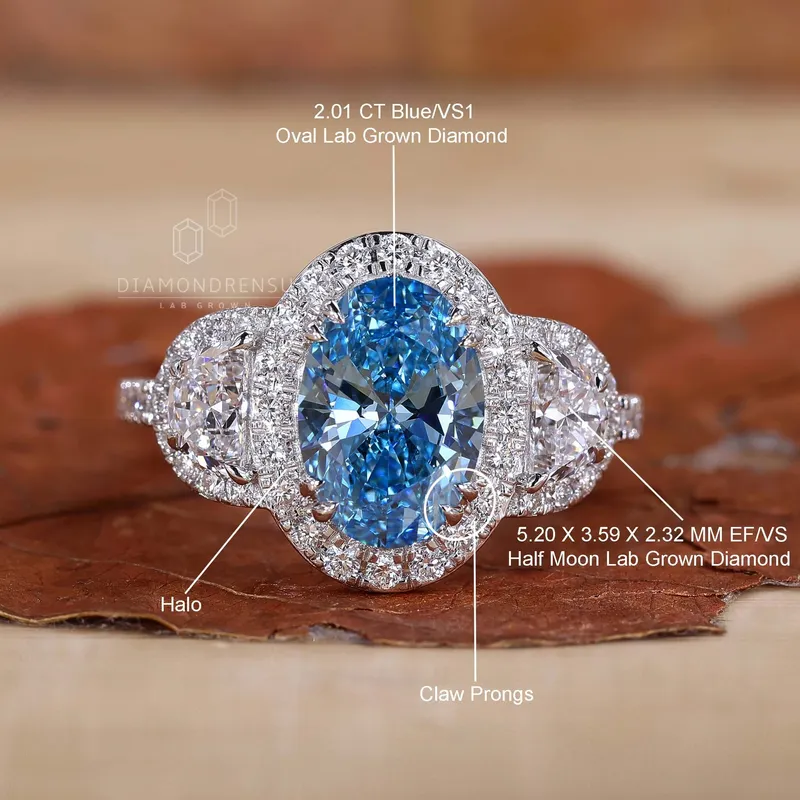 Blue Diamond Oval Engagement Ring vy 8