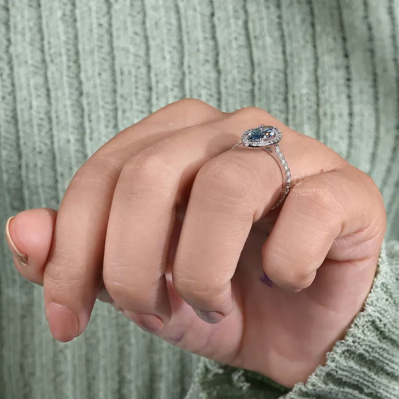 Blue Lab Grown Diamond, 1.51 CT Marquise Cut Lab Grown Diamond Ring vy 9