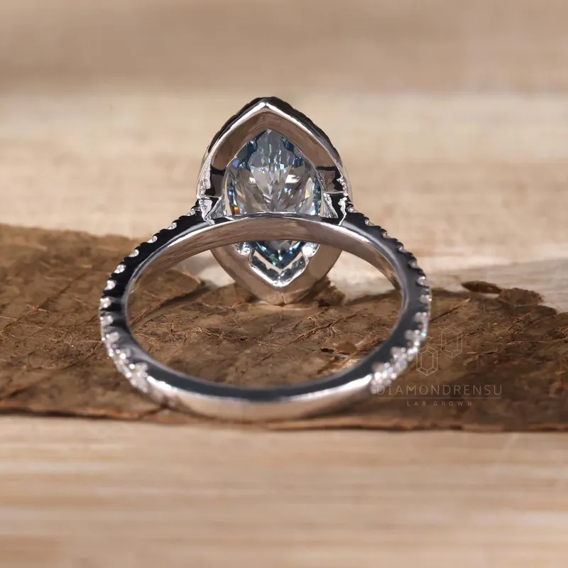 Blue Lab Grown Diamond, 1.51 CT Marquise Cut Lab Grown Diamond Ring vy 5