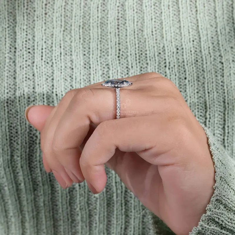 Blue Lab Grown Diamond, 1.51 CT Marquise Cut Lab Grown Diamond Ring vy 8