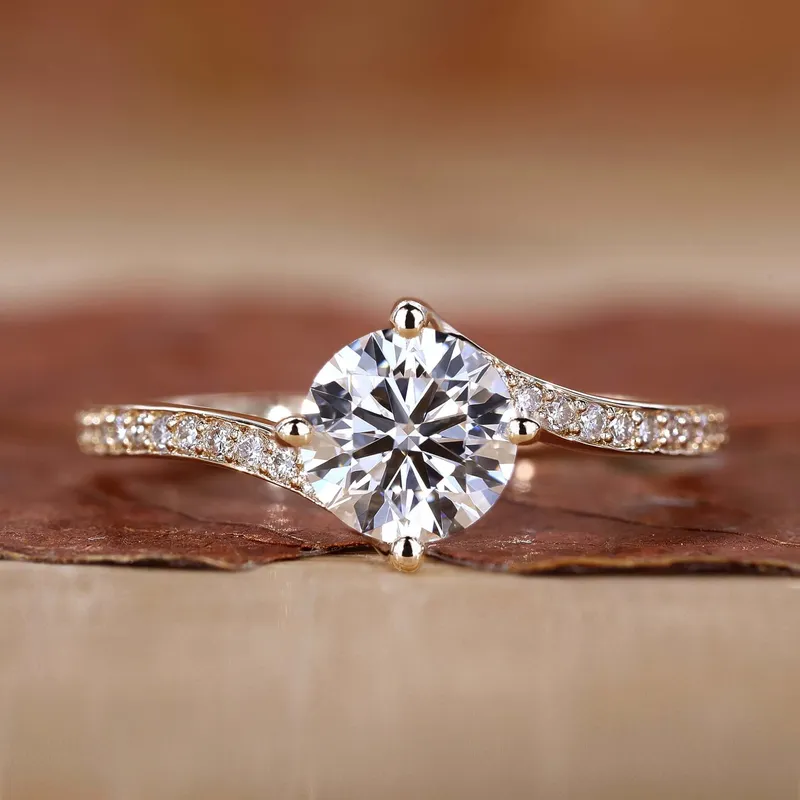 Bypass Round Diamond Ring in Gold - A Twist on Classic Beauty round cut engagement ring