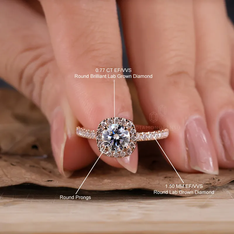 Cathedral Set Halo Engagement Ring, 1.15 TCW Round Brilliant Cut EF/VVS Lab Created Diamond Ring view 9