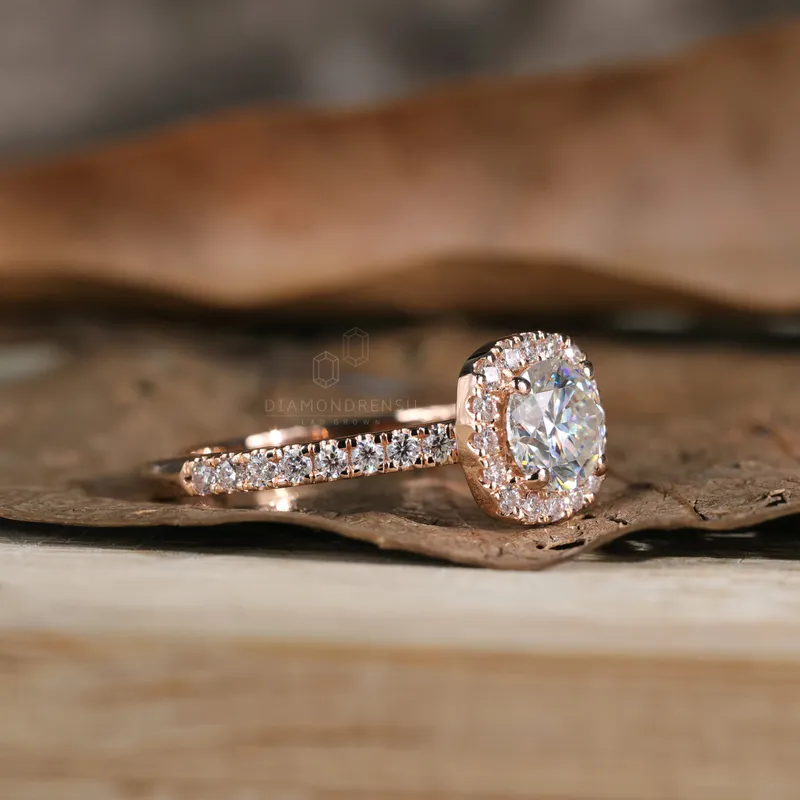 Cathedral Set Halo Engagement Ring, 1.15 TCW Round Brilliant Cut EF/VVS Lab Created Diamond Ring view 2