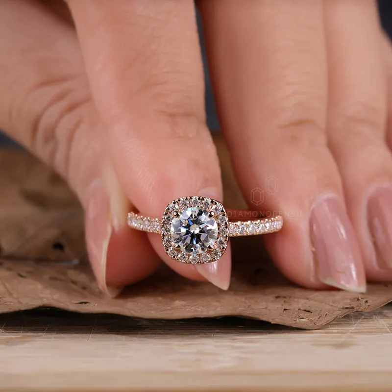 Cathedral Set Halo Engagement Ring, 1.15 TCW Round Brilliant Cut EF/VVS Lab Created Diamond Ring view 3