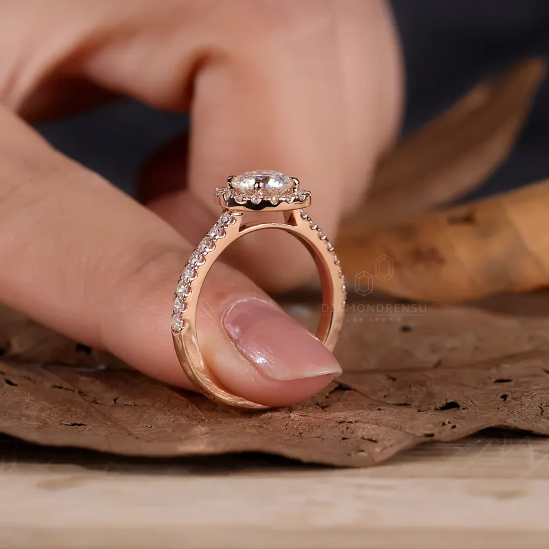 Cathedral Set Halo Engagement Ring, 1.15 TCW Round Brilliant Cut EF/VVS Lab Created Diamond Ring view 4