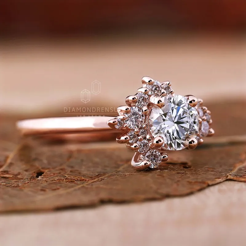 Cluster Engagement Ring, 0.70 CT Round Lab Grown Diamond Engagement Ring view 6