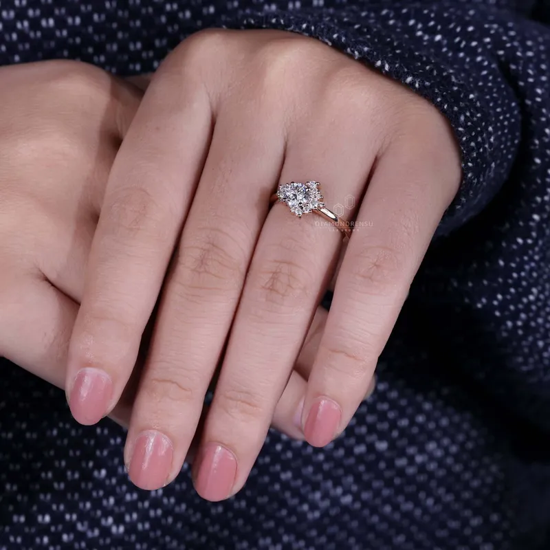Cluster Engagement Ring, 0.70 CT Round Lab Grown Diamond Engagement Ring view 4