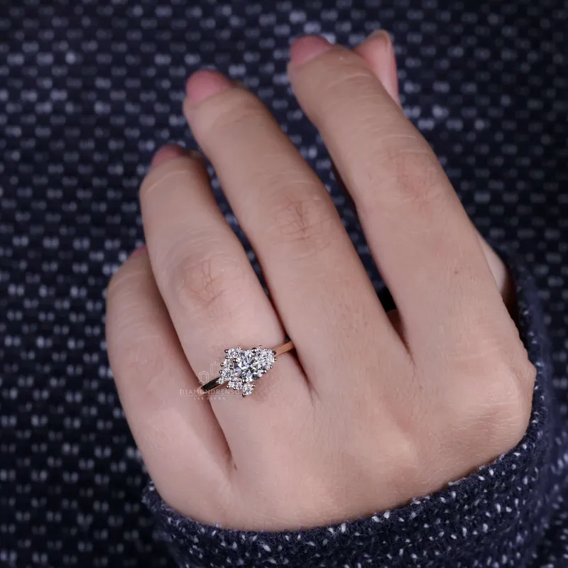Cluster Engagement Ring, 0.70 CT Round Lab Grown Diamond Engagement Ring view 2