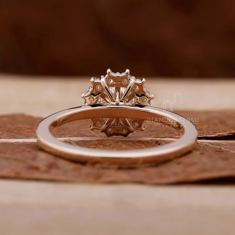 Cluster Halo Ring, 0.50 CT Round Lab Grown Diamond Engagement Ring vy 5