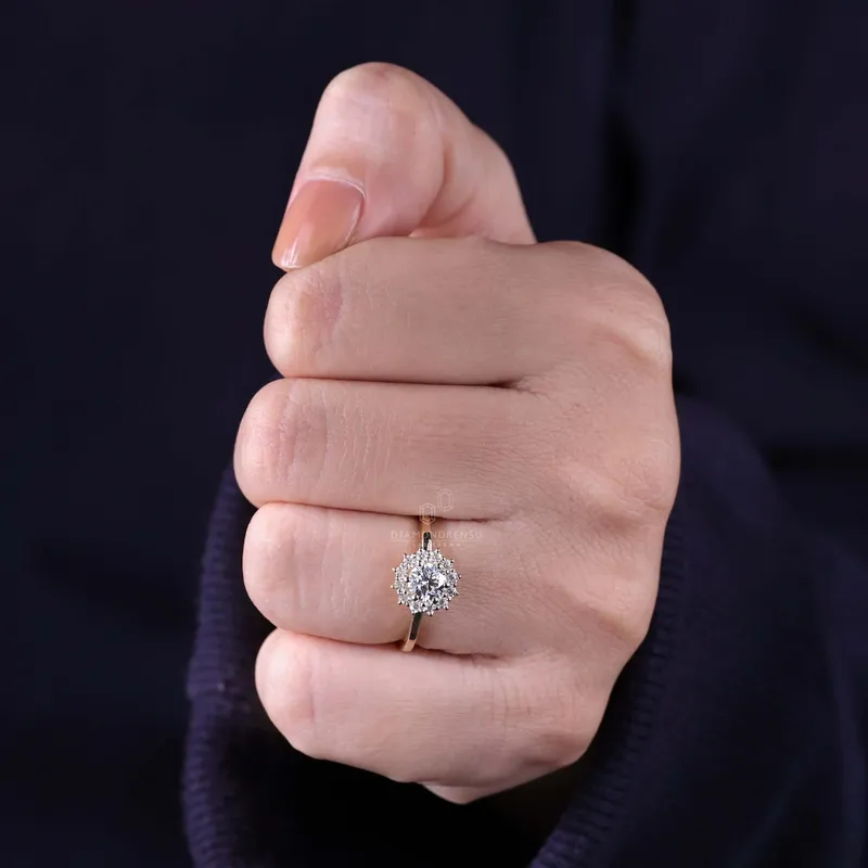 Cluster Halo Ring, 0.50 CT Round Lab Grown Diamond Engagement Ring vy 4