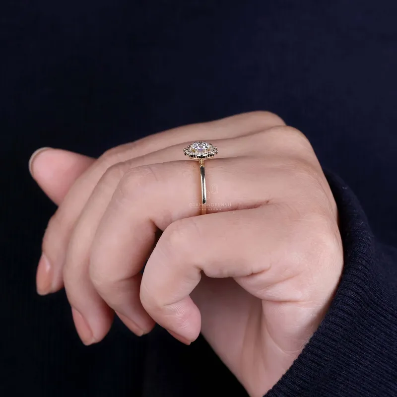 Cluster Halo Ring, 0.50 CT Round Lab Grown Diamond Engagement Ring vy 8