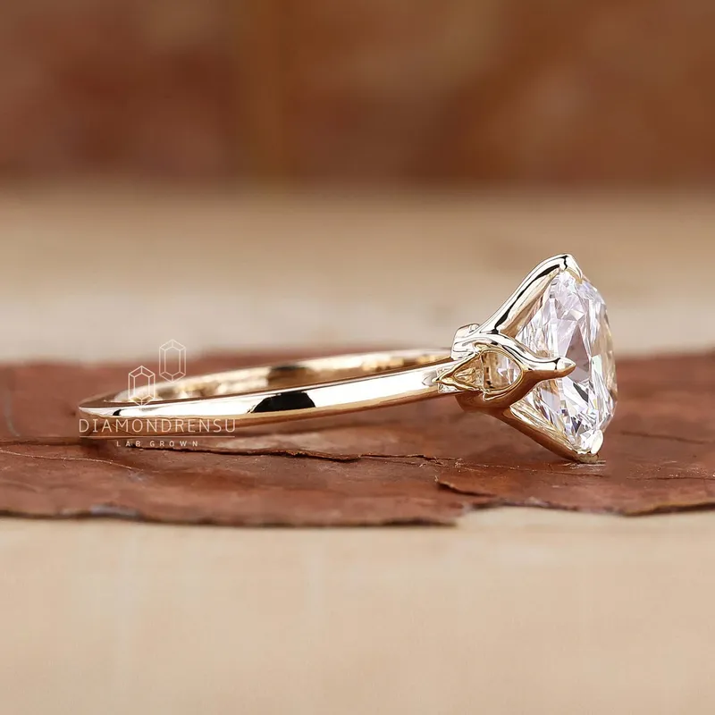 Cushion Cut Diamond Solitaire Engagement Ring with Compass Prongs view 2