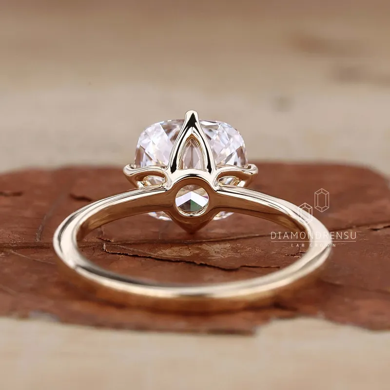 Cushion Cut Diamond Solitaire Engagement Ring with Compass Prongs view 6