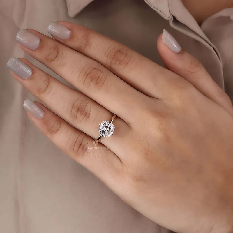 Cushion Cut Diamond Solitaire Engagement Ring with Compass Prongs view 8
