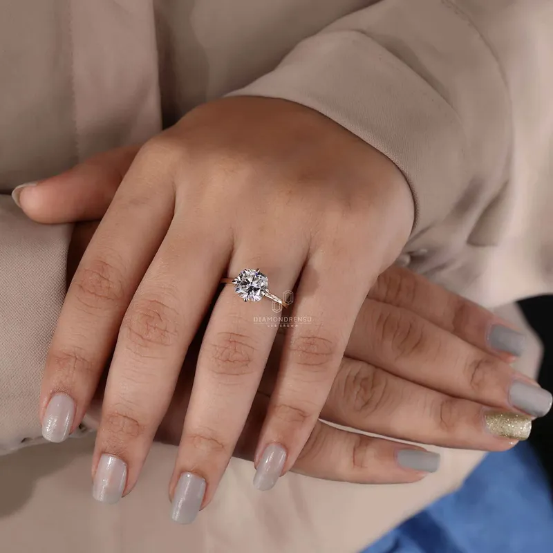 Cushion Cut Diamond Solitaire Engagement Ring with Compass Prongs view 5