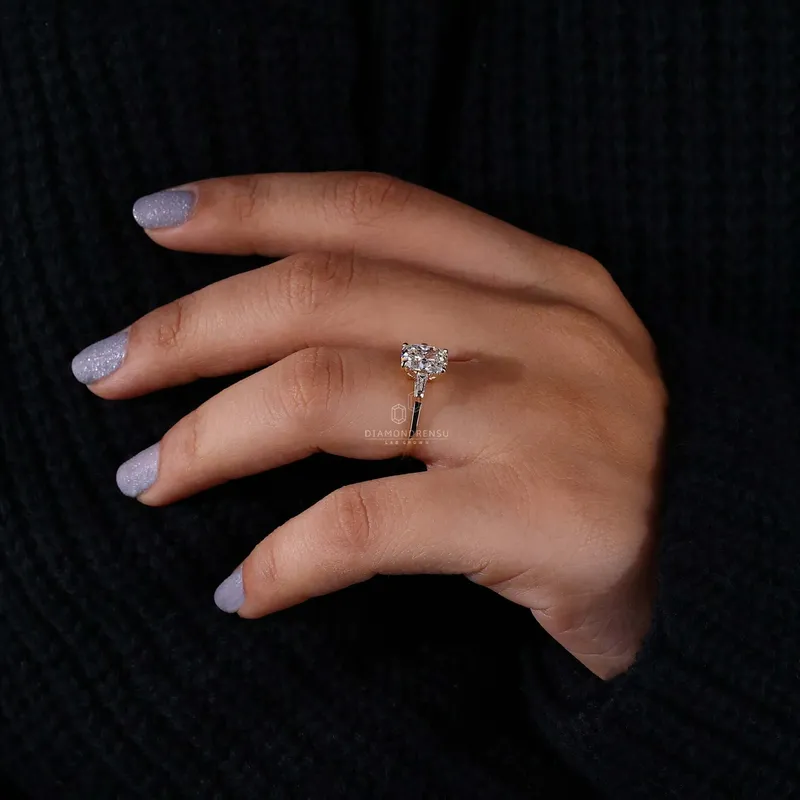 Cushion Cut Lab Created Diamond Three Stones Engagement Ring for Women view 8