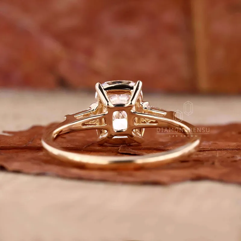 Cushion Cut Lab Created Diamond Three Stones Engagement Ring for Women view 5