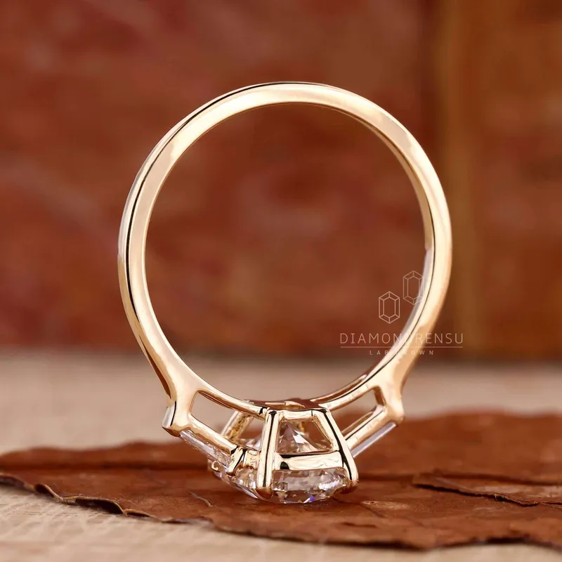 Cushion Cut Lab Created Diamond Three Stones Engagement Ring for Women view 7