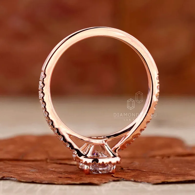 Cushion Cut Lab Grown Diamond Halo Engagement Ring for Women vy 6