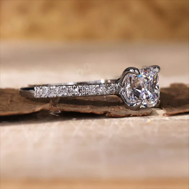 Cushion Cut Lab Grown Diamond Ring, 1.51 CT D/VVS2 Lab Created Diamond Wedding Ring, Engagement Ring view 4
