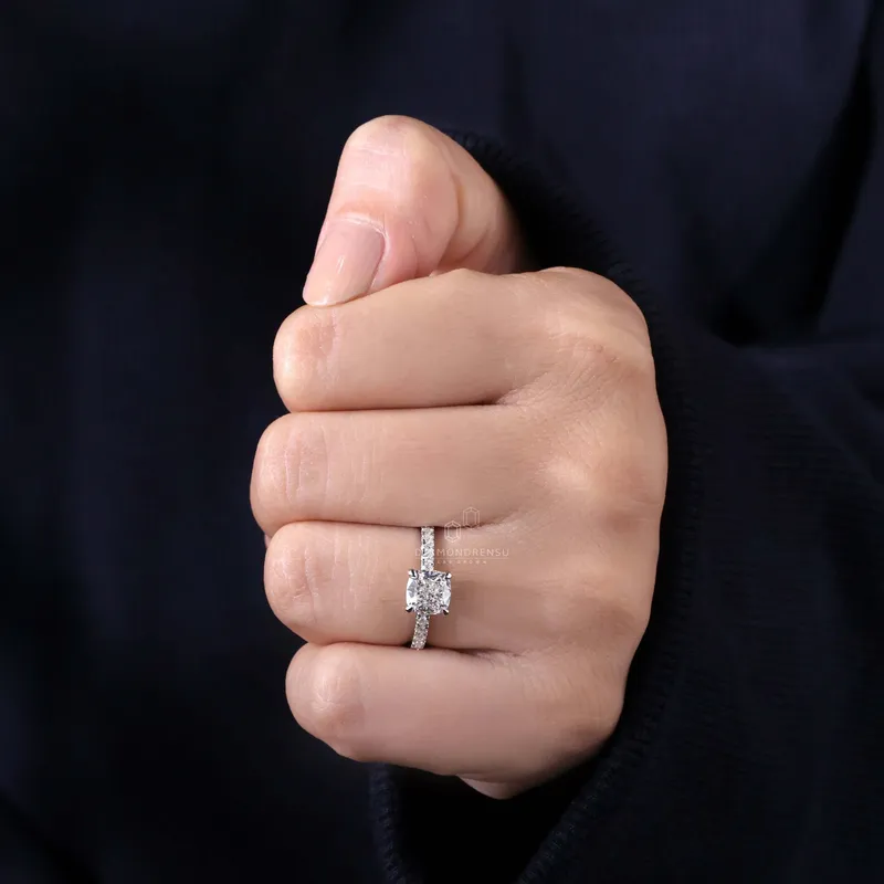 Cushion Cut Lab Grown Diamond Ring, 1.51 CT D/VVS2 Lab Created Diamond Wedding Ring, Engagement Ring view 2