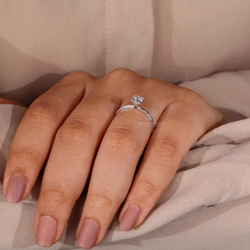 Cushion Cut Lab Grown Diamond Solitaire Engagement Ring vy 3