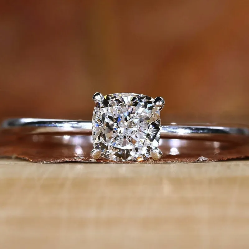 Cushion Cut Lab Grown Diamond Solitaire Engagement Ring cushion cut engagement ring