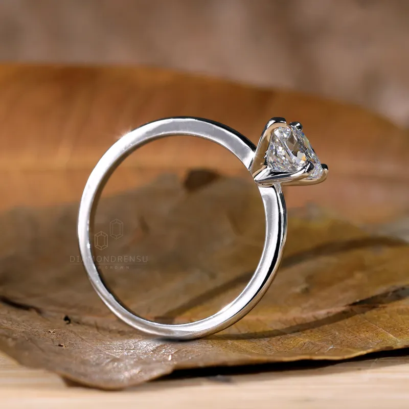 Cushion Rensu Cut Lab Created Diamond Engagement Ring, 1.03 CT F/VS Lab Diamond Solitaire Ring, Anniversary Gift Ring view 2