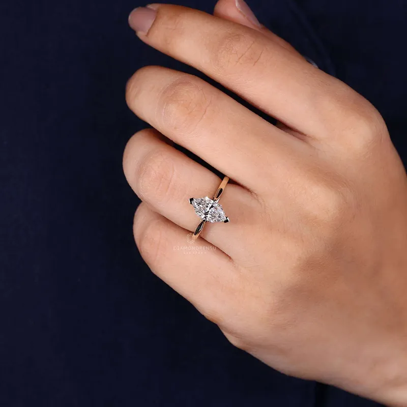 Dutch Marquise Cut Diamond Solitaire Engagement Ring view 3