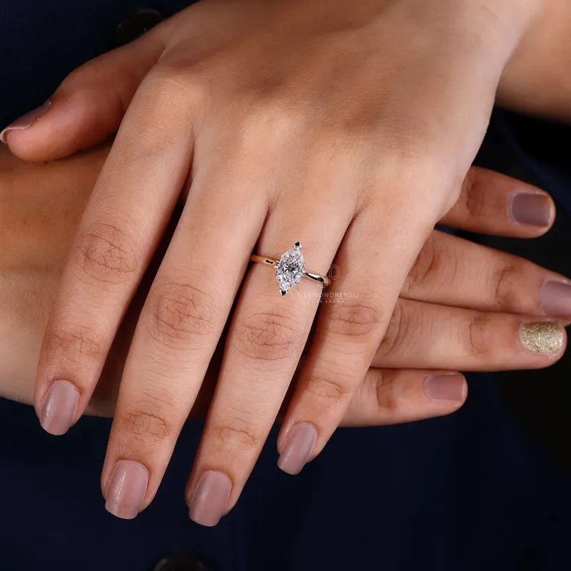 Dutch Marquise Cut Diamond Solitaire Engagement Ring view 5