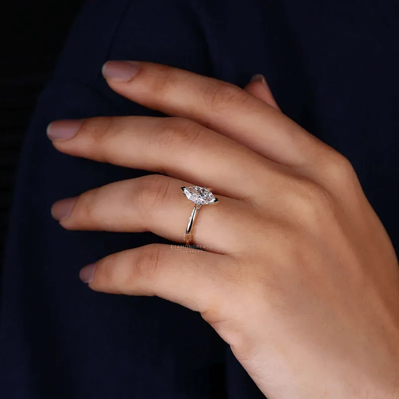 Dutch Marquise Cut Diamond Solitaire Engagement Ring view 7