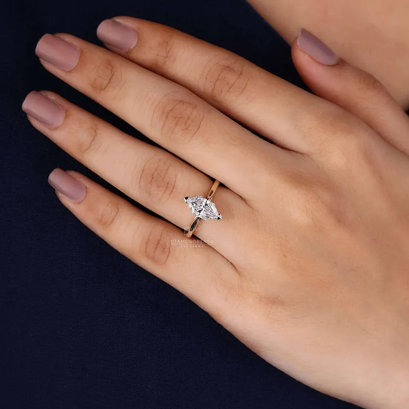 Dutch Marquise Cut Diamond Solitaire Engagement Ring view 8