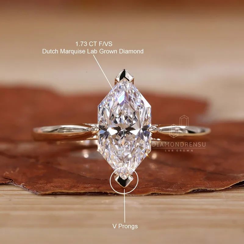 Dutch Marquise Cut Diamond Solitaire Engagement Ring view 9
