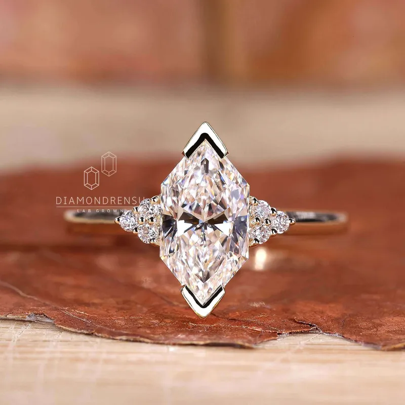Dutch Marquise Cut Muse Setting Diamond Engagement Ring view 3