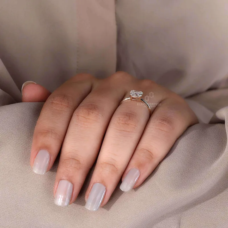 East to West Cushion Cut Lab Grown Diamond Solitaire Engagement Ring vy 8