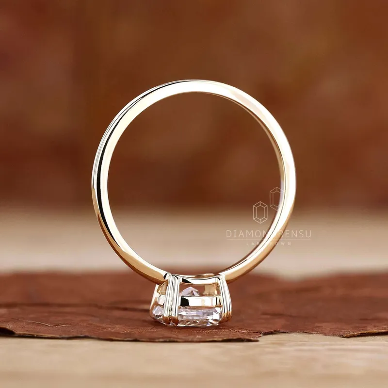 East to West Cushion Cut Lab Grown Diamond Solitaire Engagement Ring vy 4