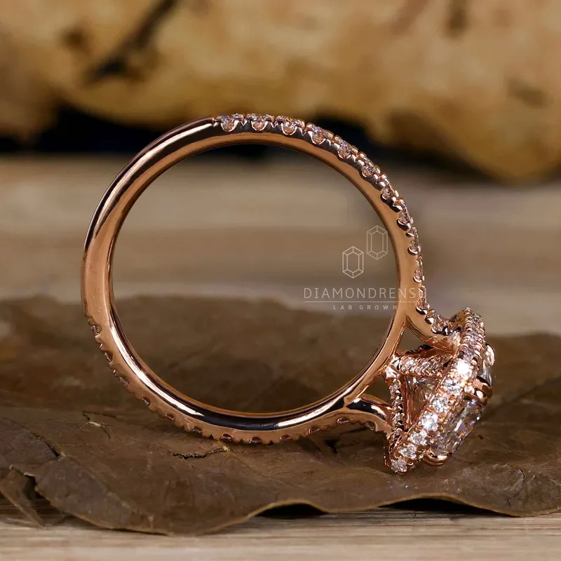Elongated Cushion Cut Diamond Halo Engagement Ring vy 4