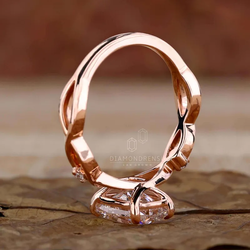 Elongated Cushion Cut Diamond Ring, Lab Grown Diamond Engagement Ring view 6