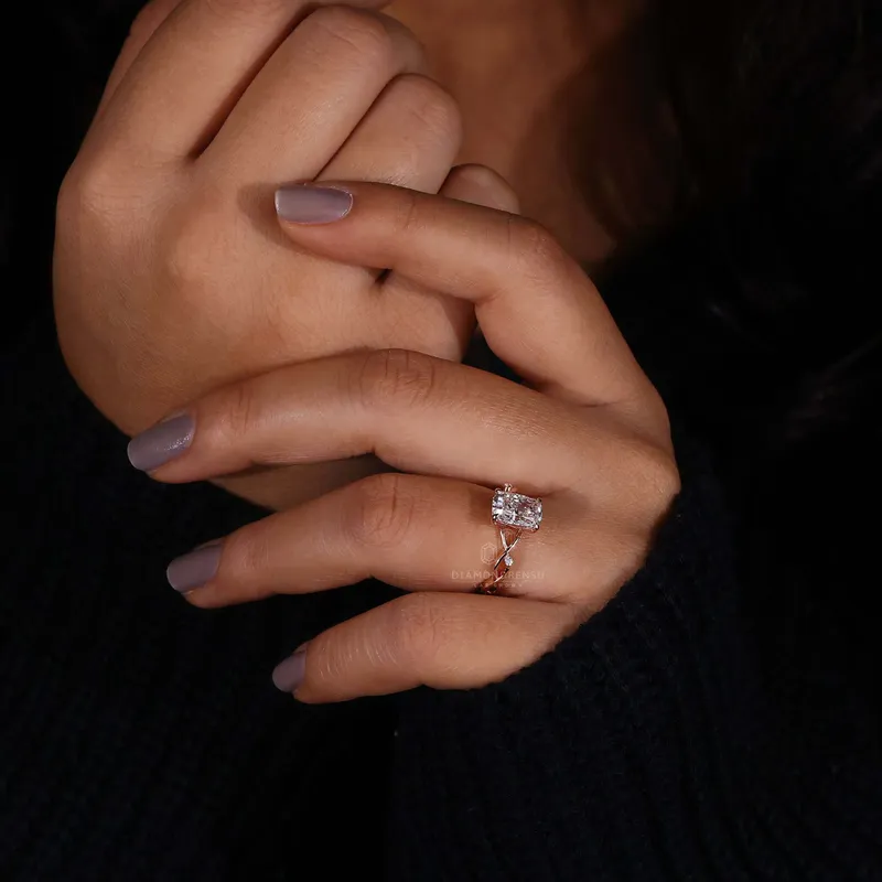 Elongated Cushion Cut Diamond Ring, Lab Grown Diamond Engagement Ring view 7