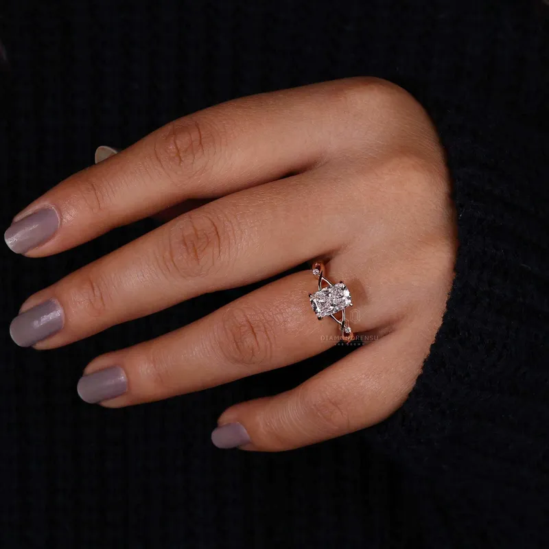 Elongated Cushion Cut Diamond Ring, Lab Grown Diamond Engagement Ring view 2