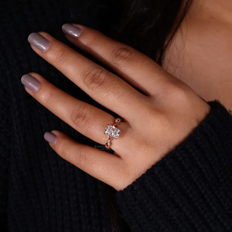 Elongated Cushion Cut Diamond Ring, Lab Grown Diamond Engagement Ring view 4