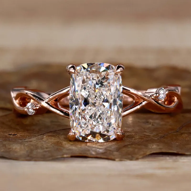 Elongated Cushion Cut Diamond Ring, Lab Grown Diamond Engagement Ring cushion cut engagement ring