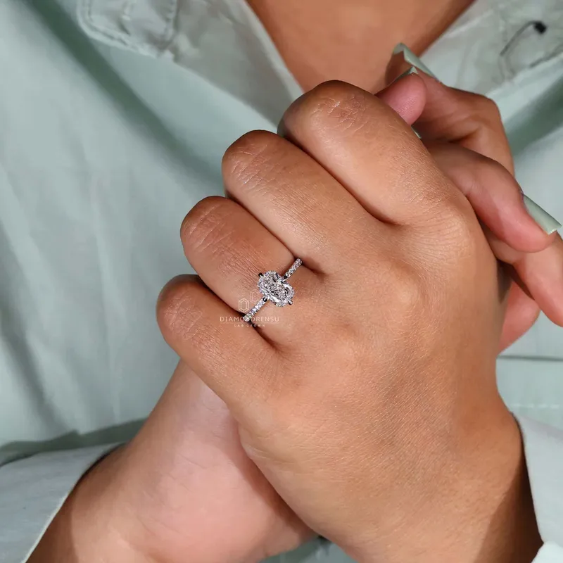 Elongated Cushion Cut Diamond, Lab Grown Diamond Engagement Ring view 2