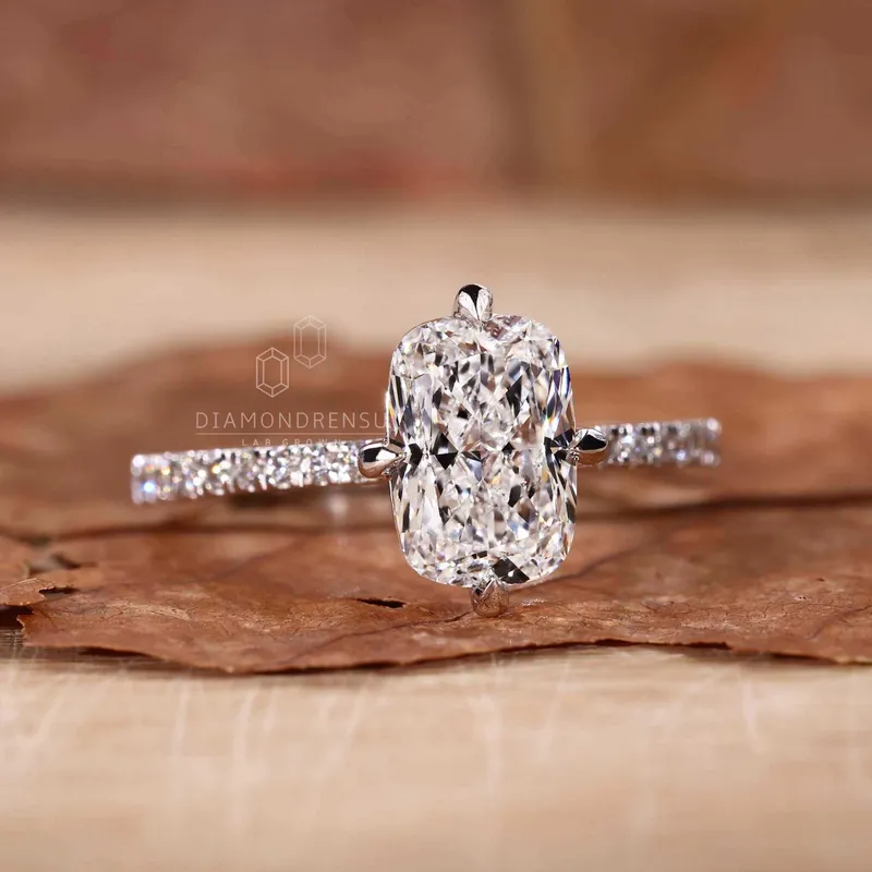 Elongated Cushion Cut Diamond, Lab Grown Diamond Engagement Ring view 5