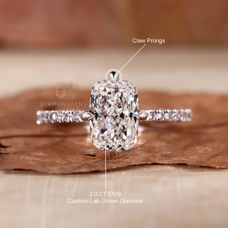 Elongated Cushion Cut Diamond, Lab Grown Diamond Engagement Ring view 9