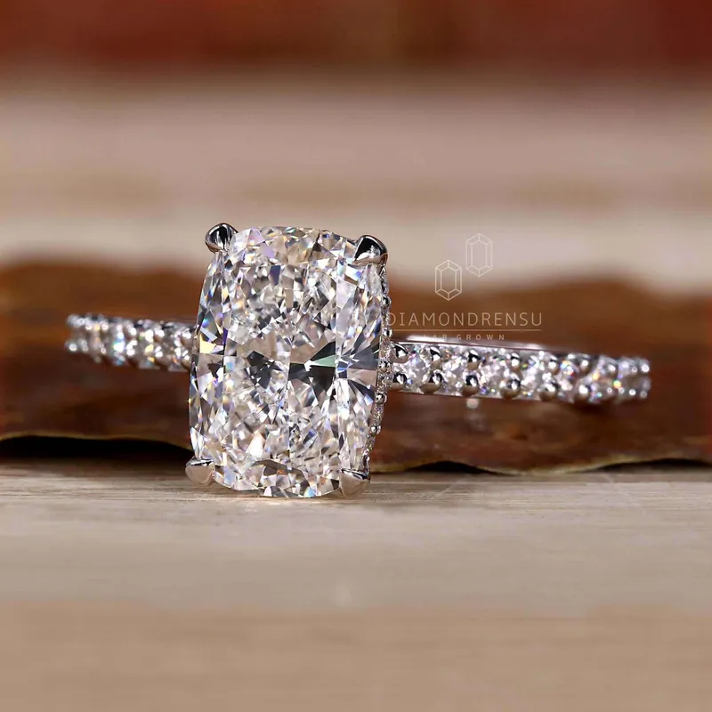Elongated Cushion Cut Lab Grown Diamond Engagement Ring view 4