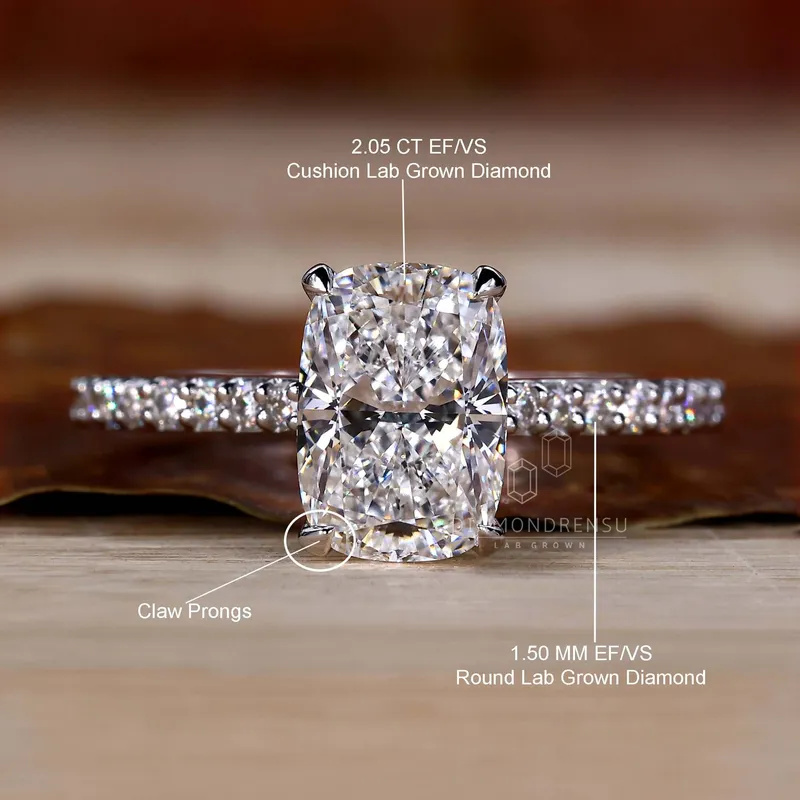 Elongated Cushion Cut Lab Grown Diamond Engagement Ring view 9